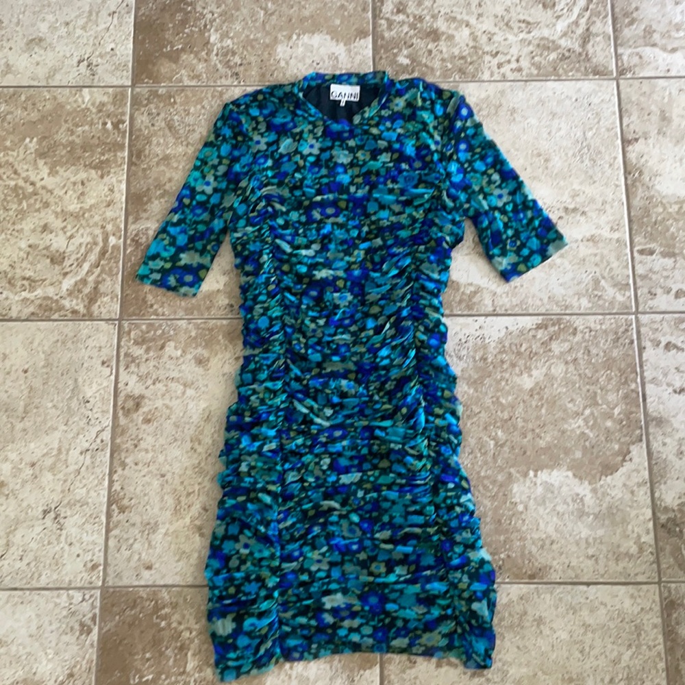 Ganni rouched bodycon dress size 38